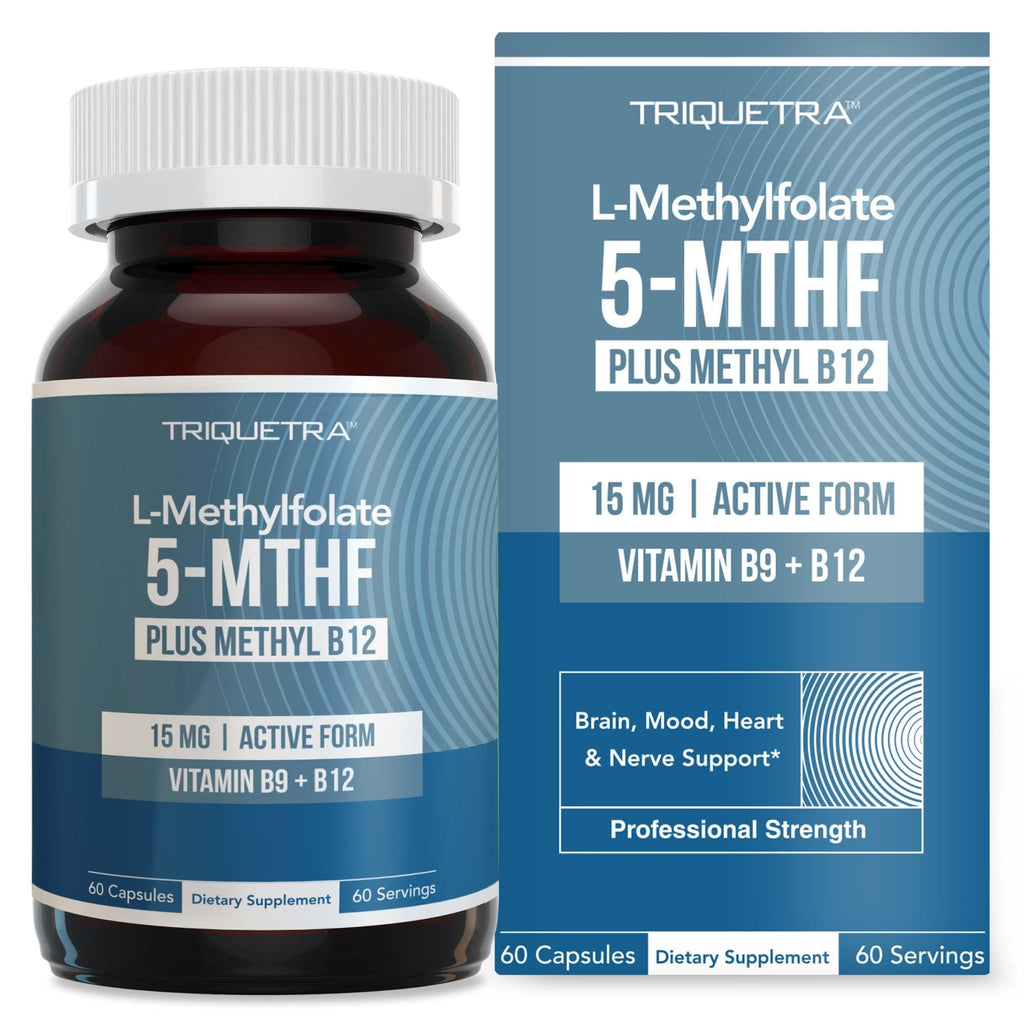 L Methyl Folate 15mg Plus Methyl B12 Cofactor – High Potency, Active 5-MTHF Form - Supports Mood, Methylation, Cognition - FENGGESTORE20