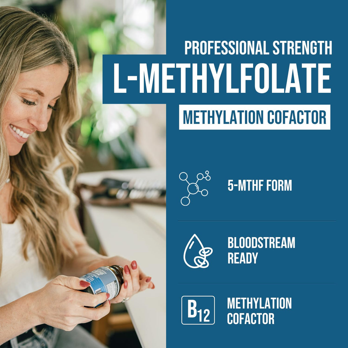 L Methyl Folate 15mg Plus Methyl B12 Cofactor – High Potency, Active 5-MTHF Form - Supports Mood, Methylation, Cognition - FENGGESTORE20