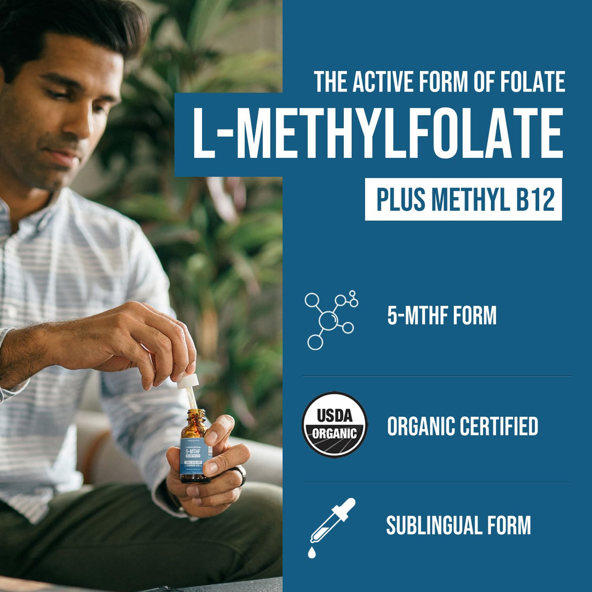 L Methyl Folate 15mg Plus Methyl B12 Cofactor – Organic Berry Flavor, High Potency Liquid Sublingual Active 5-MTHF Form - Supports Mood, Methylation - FENGGESTORE20