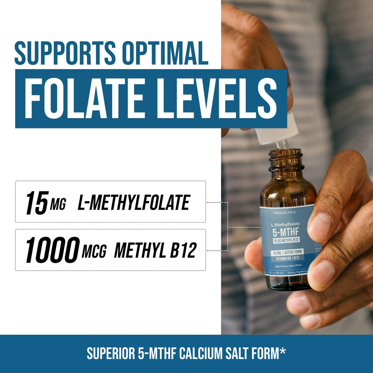 L Methyl Folate 15mg Plus Methyl B12 Cofactor – Organic Berry Flavor, High Potency Liquid Sublingual Active 5-MTHF Form - Supports Mood, Methylation - FENGGESTORE20