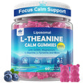 L Theanine Calm Gummies 500mg, Sugar-Free Liposomal L-Theanine Supplement, w/Safforn, Magnesium Glycinate, GABA, Ashwagandha, Algae Omega-3, Vitamin D3 B12 - FENGGESTORE20