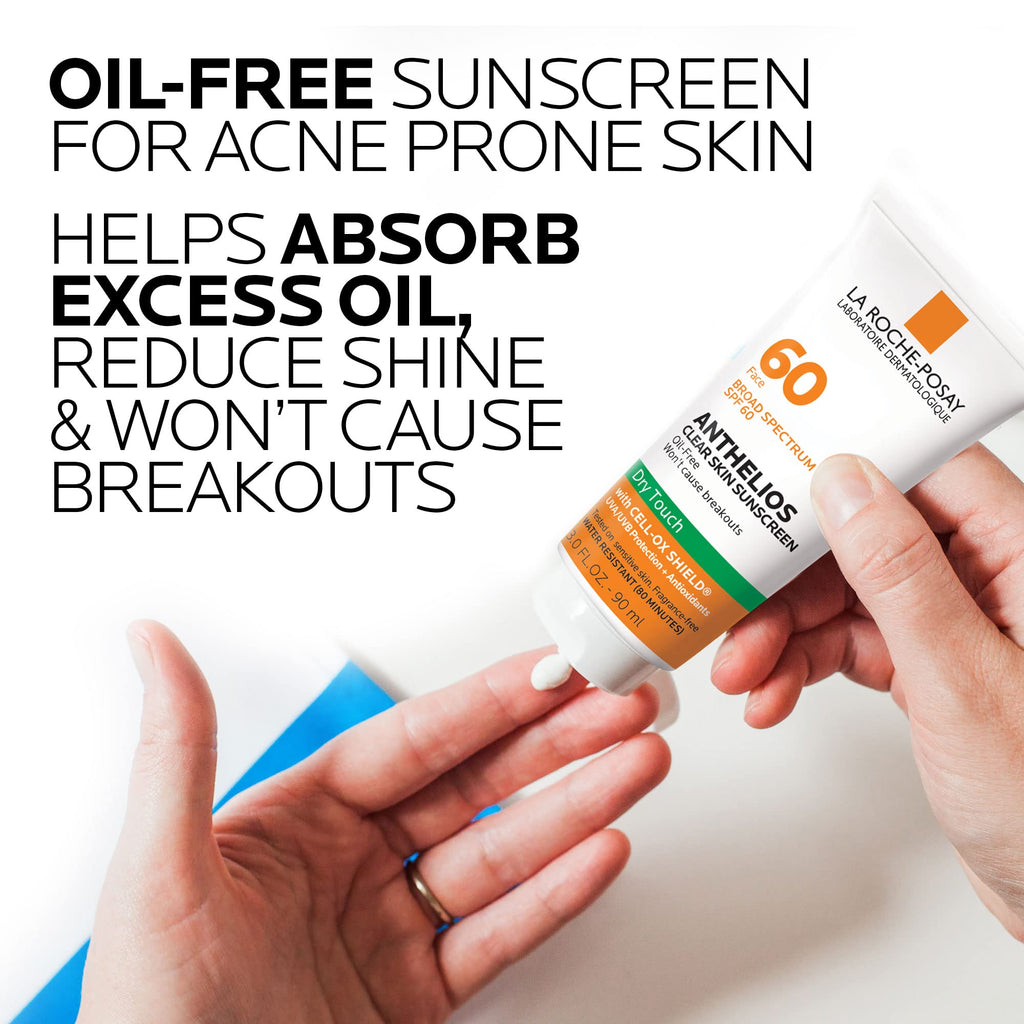La Roche-Posay Anthelios Clear Skin Sunscreen Dry Touch SPF 60, Oil Free Sunscreen For Face, Oil Absorbing, Broad Spectrum SPF - FENGGESTORE20