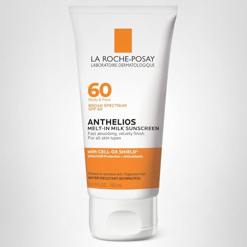 La Roche-Posay Anthelios Melt-In Milk Sunscreen SPF 60, Sunscreen For Body & Face, Broad Spectrum SPF + Antioxidants, Oil Free - FENGGESTORE20