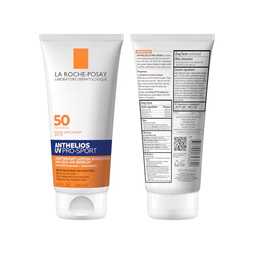 La Roche-Posay Anthelios UV Pro-Sport SPF 50 Sunscreen for Face & Body, Water & Sweat Resistant with Non-Drip Formula, Invisible Broad Spectrum Sunscreen Lotion - FENGGESTORE20