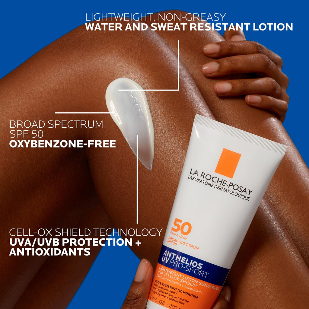 La Roche-Posay Anthelios UV Pro-Sport SPF 50 Sunscreen for Face & Body, Water & Sweat Resistant with Non-Drip Formula, Invisible Broad Spectrum Sunscreen Lotion - FENGGESTORE20