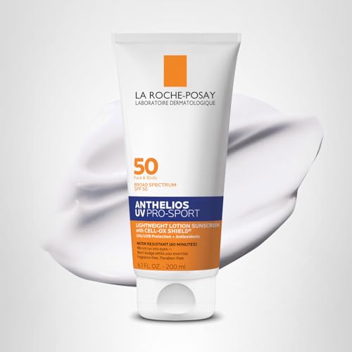 La Roche-Posay Anthelios UV Pro-Sport SPF 50 Sunscreen for Face & Body, Water & Sweat Resistant with Non-Drip Formula, Invisible Broad Spectrum Sunscreen Lotion - FENGGESTORE20