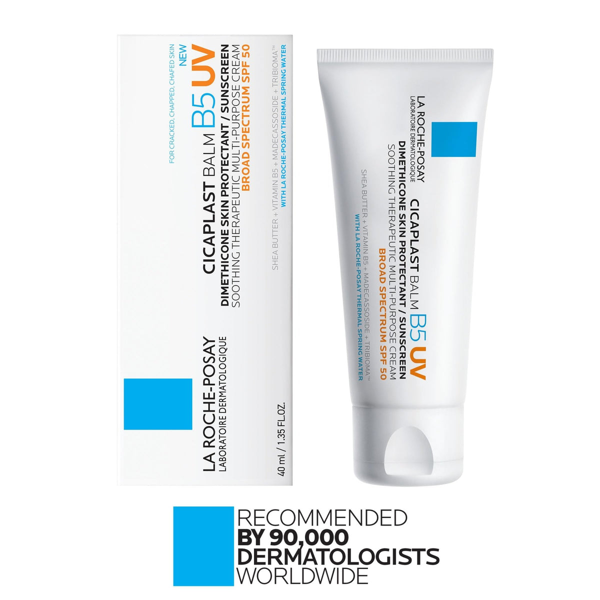 La Roche-Posay Cicaplast Balm B5 UV SPF 50, Vitamin B5 + Shea Butter + Tribioma + Madecassoside + Zinc Oxide Sunscreen - FENGGESTORE20