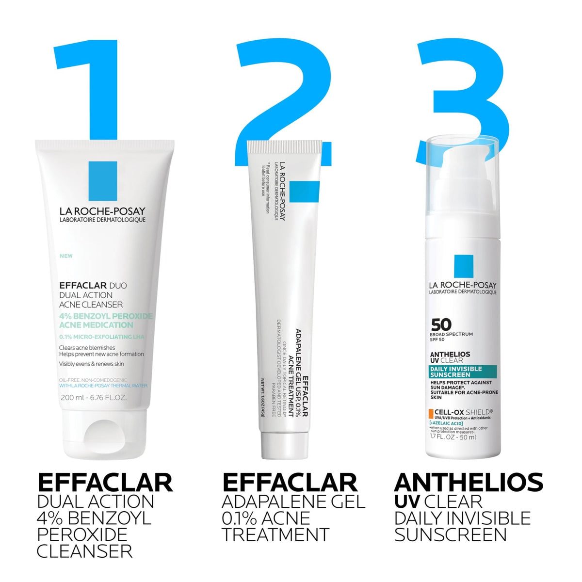 La Roche-Posay Effaclar Dual Acne Face Wash With 4% Benzoyl Peroxide & LHA Exfoliant - FENGGESTORE20