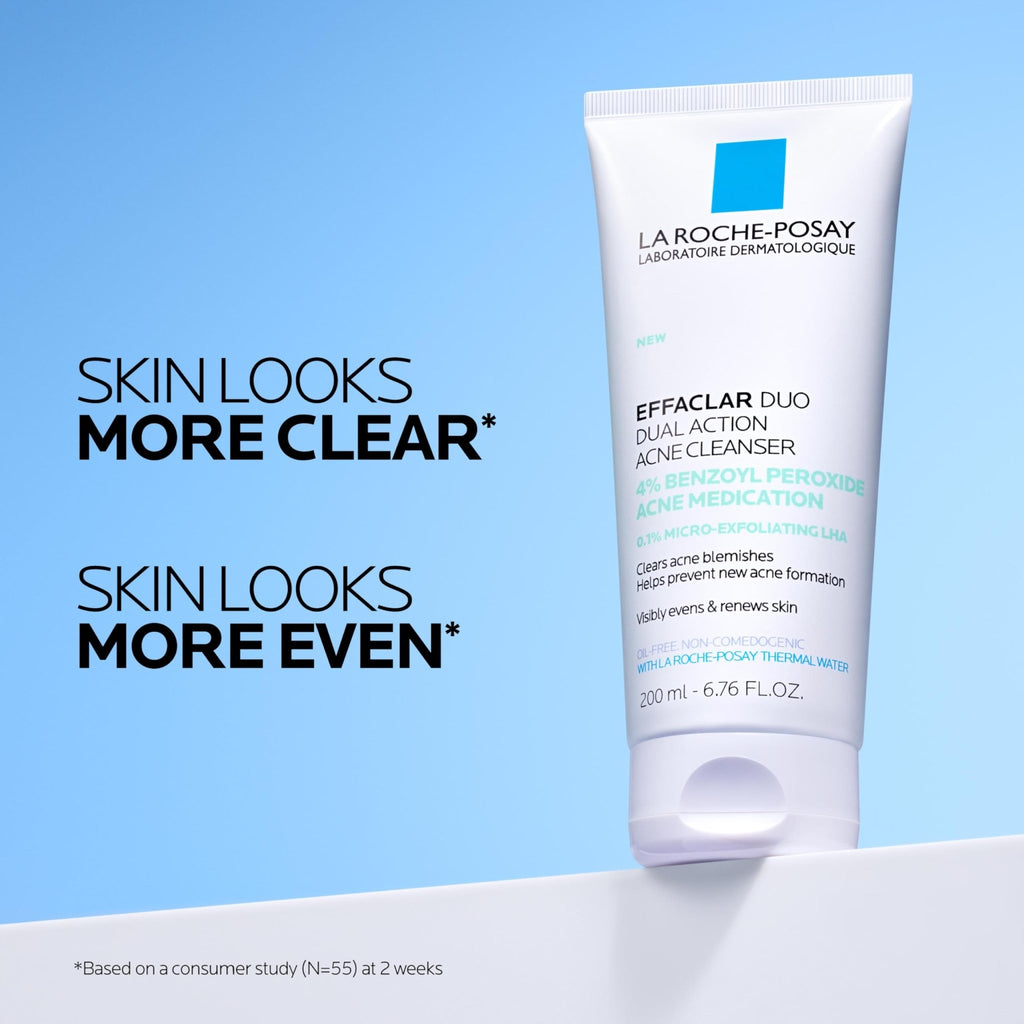 La Roche-Posay Effaclar Dual Acne Face Wash With 4% Benzoyl Peroxide & LHA Exfoliant - FENGGESTORE20