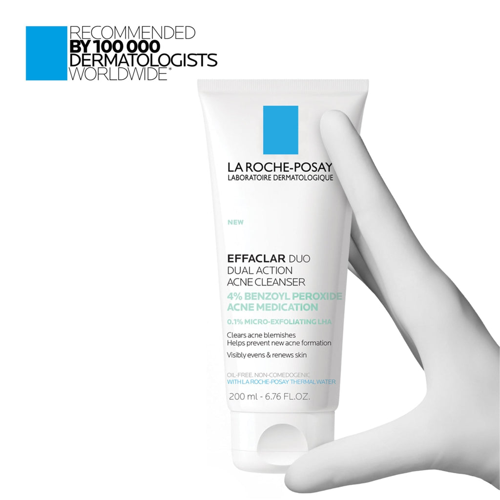 La Roche-Posay Effaclar Dual Acne Face Wash With 4% Benzoyl Peroxide & LHA Exfoliant - FENGGESTORE20