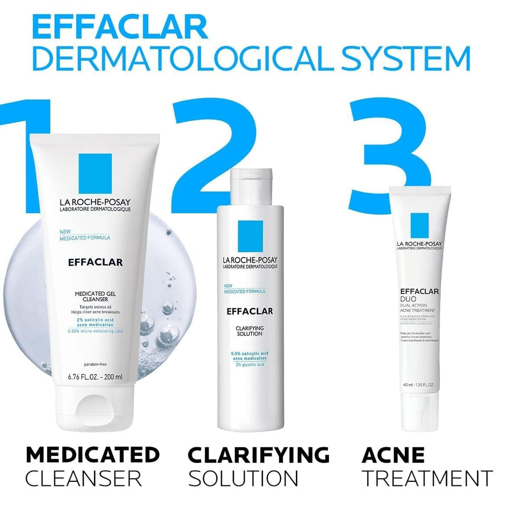 La Roche-Posay Effaclar Medicated Gel Cleanser, 2% Salicylic Acid Cleanser + LHA + Glycerin, Foaming Acne Face Wash, Helps Clear & Prevent Acne Breakouts, Oil Free, Targets Excess Oil - FENGGESTORE20