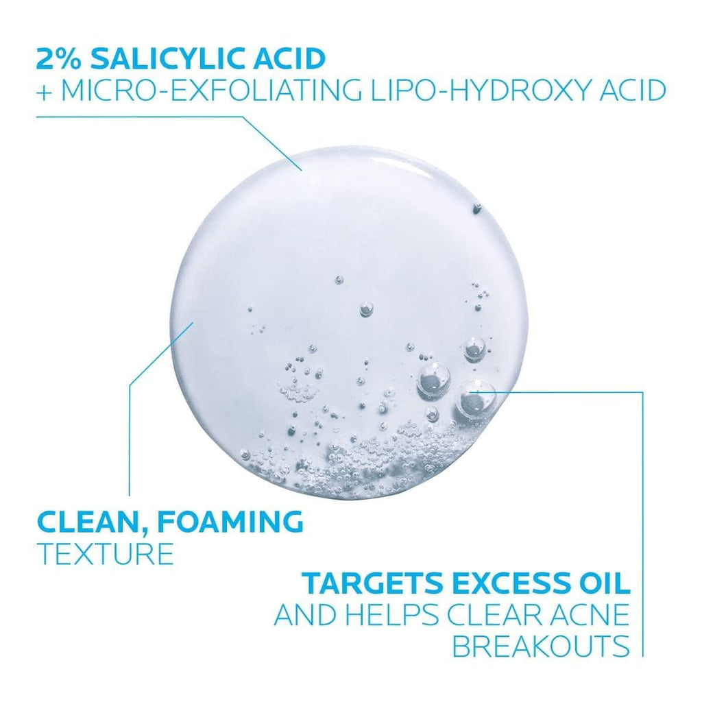 La Roche-Posay Effaclar Medicated Gel Cleanser, 2% Salicylic Acid Cleanser + LHA + Glycerin, Foaming Acne Face Wash, Helps Clear & Prevent Acne Breakouts, Oil Free, Targets Excess Oil - FENGGESTORE20