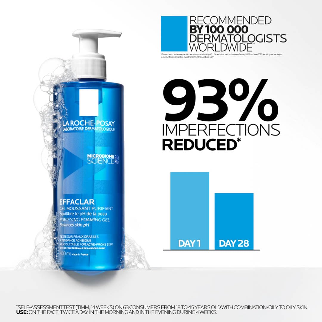 La Roche-Posay Effaclar Purifying Foaming Gel Cleanser for Oily Skin, With Zinc Pidolate To Remove Excess Oil & Shine - FENGGESTORE20