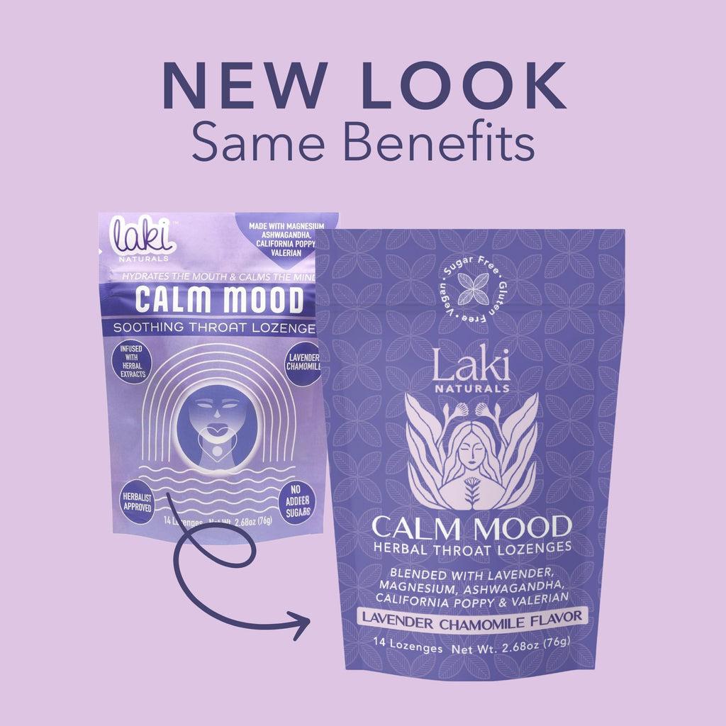 Laki Naturals Lavender Chamomile Calm Mood Functional Herbal Lozenges (14ct) Throat & Calming Hard Candies with Magnesium, Ashwagandha, California Poppy & Valerian. Vegan, Sugar Free, Gluten Free - FENGGESTORE20