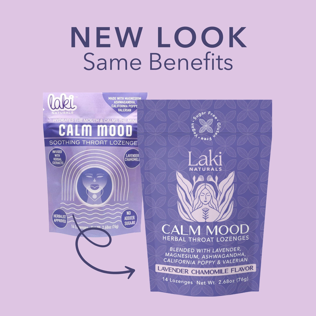 Laki Naturals Lavender Chamomile Calm Mood Functional Herbal Lozenges (14ct) Throat & Calming Hard Candies with Magnesium, Ashwagandha, California Poppy & Valerian. Vegan, Sugar Free, Gluten Free - FENGGESTORE20
