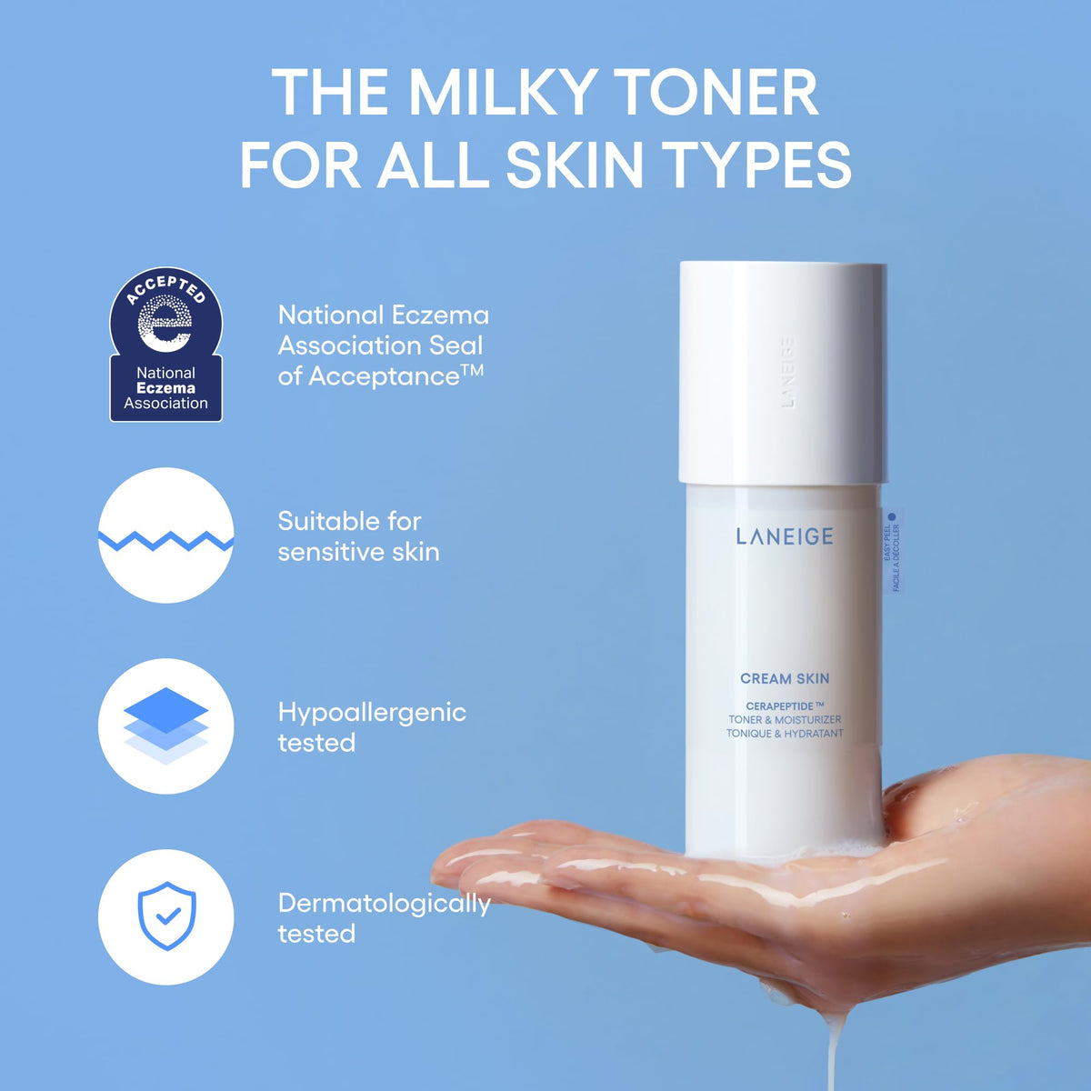 LANEIGE Cream Skin Toner & Moisturizer Mini: Lightweight Refillable Korean Milky Toner with Ceramide - FENGGESTORE20