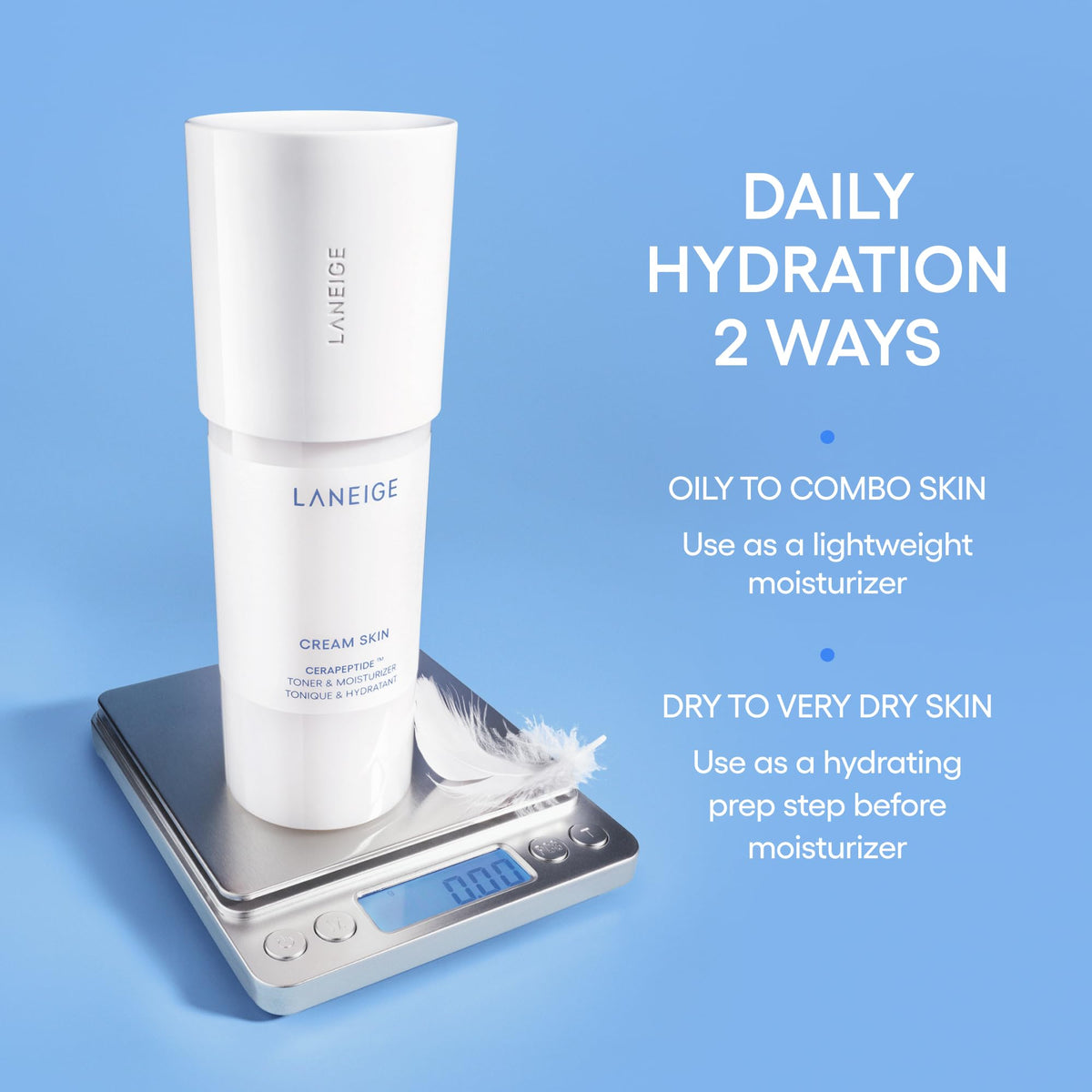 LANEIGE Cream Skin Toner & Moisturizer Mini: Lightweight Refillable Korean Milky Toner with Ceramide - FENGGESTORE20