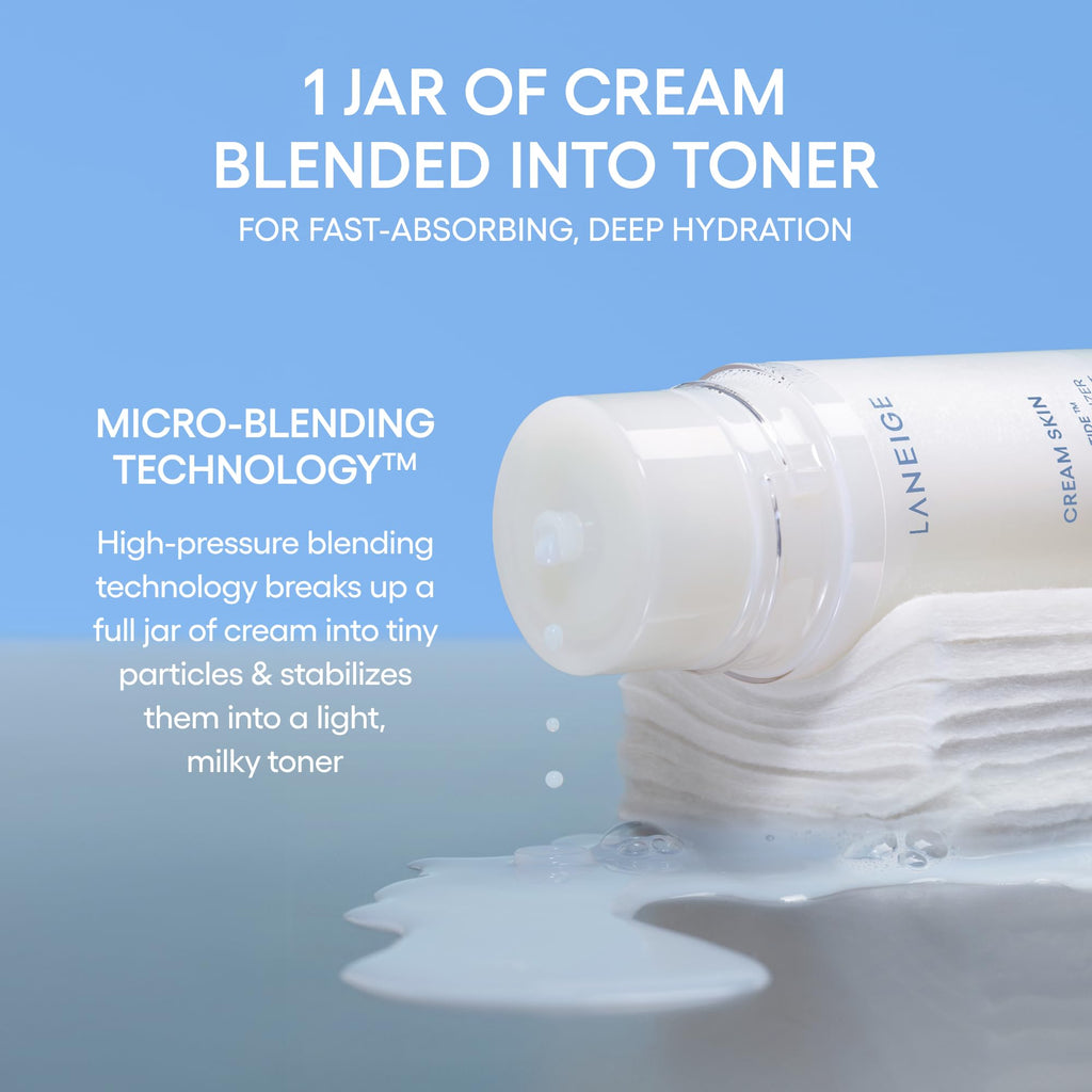 LANEIGE Cream Skin Toner & Moisturizer Mini: Lightweight Refillable Korean Milky Toner with Ceramide - FENGGESTORE20