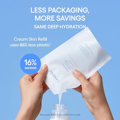 LANEIGE Cream Skin Toner & Moisturizer Mini: Lightweight Refillable Korean Milky Toner with Ceramide - FENGGESTORE20