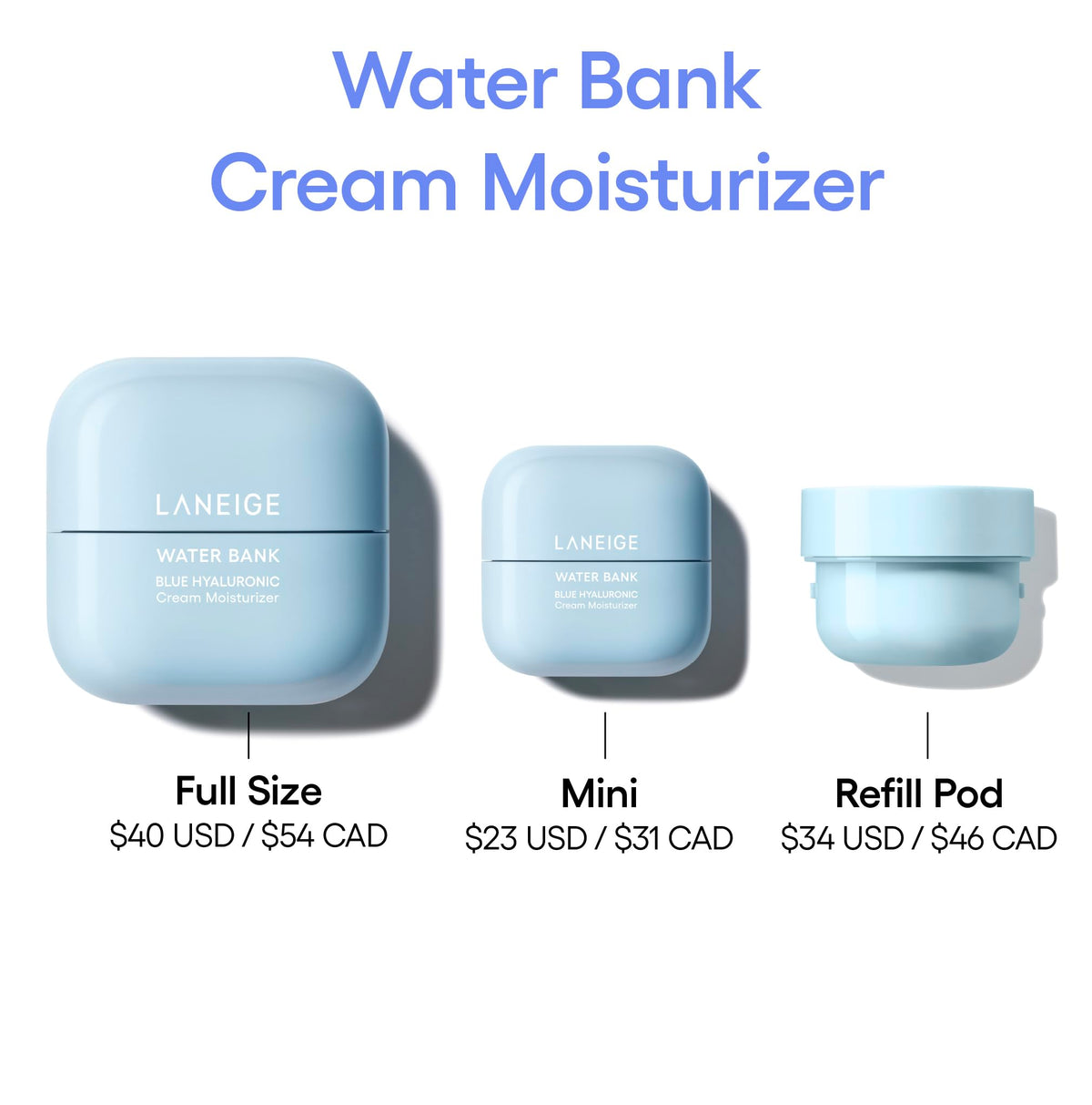 LANEIGE Water Bank Blue Hyaluronic Cream Moisturizer: Hydrating Korean Face Cream with Squalane & Ceramide - FENGGESTORE20