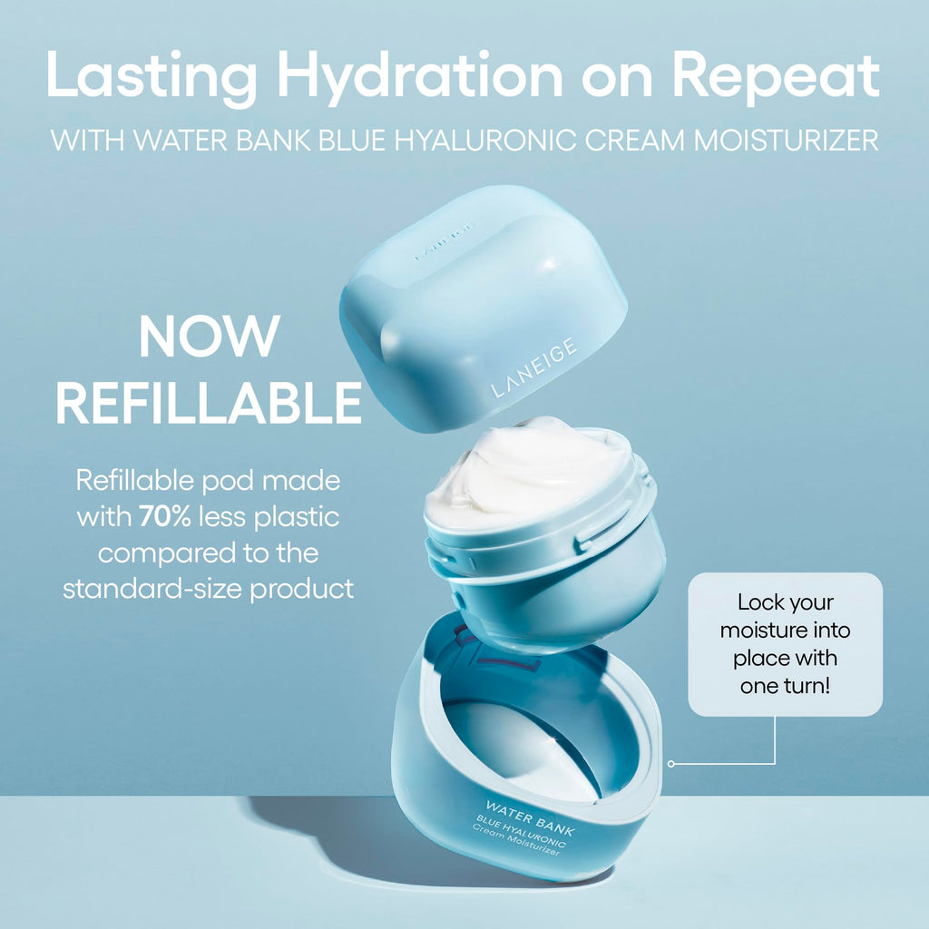 LANEIGE Water Bank Blue Hyaluronic Cream Moisturizer: Hydrating Korean Face Cream with Squalane & Ceramide - FENGGESTORE20