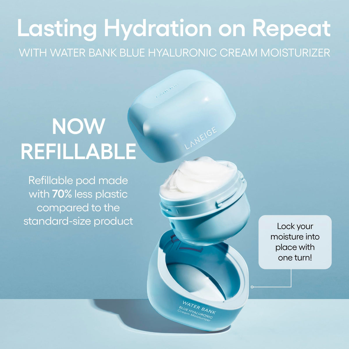 LANEIGE Water Bank Blue Hyaluronic Cream Moisturizer: Hydrating Korean Face Cream with Squalane & Ceramide - FENGGESTORE20