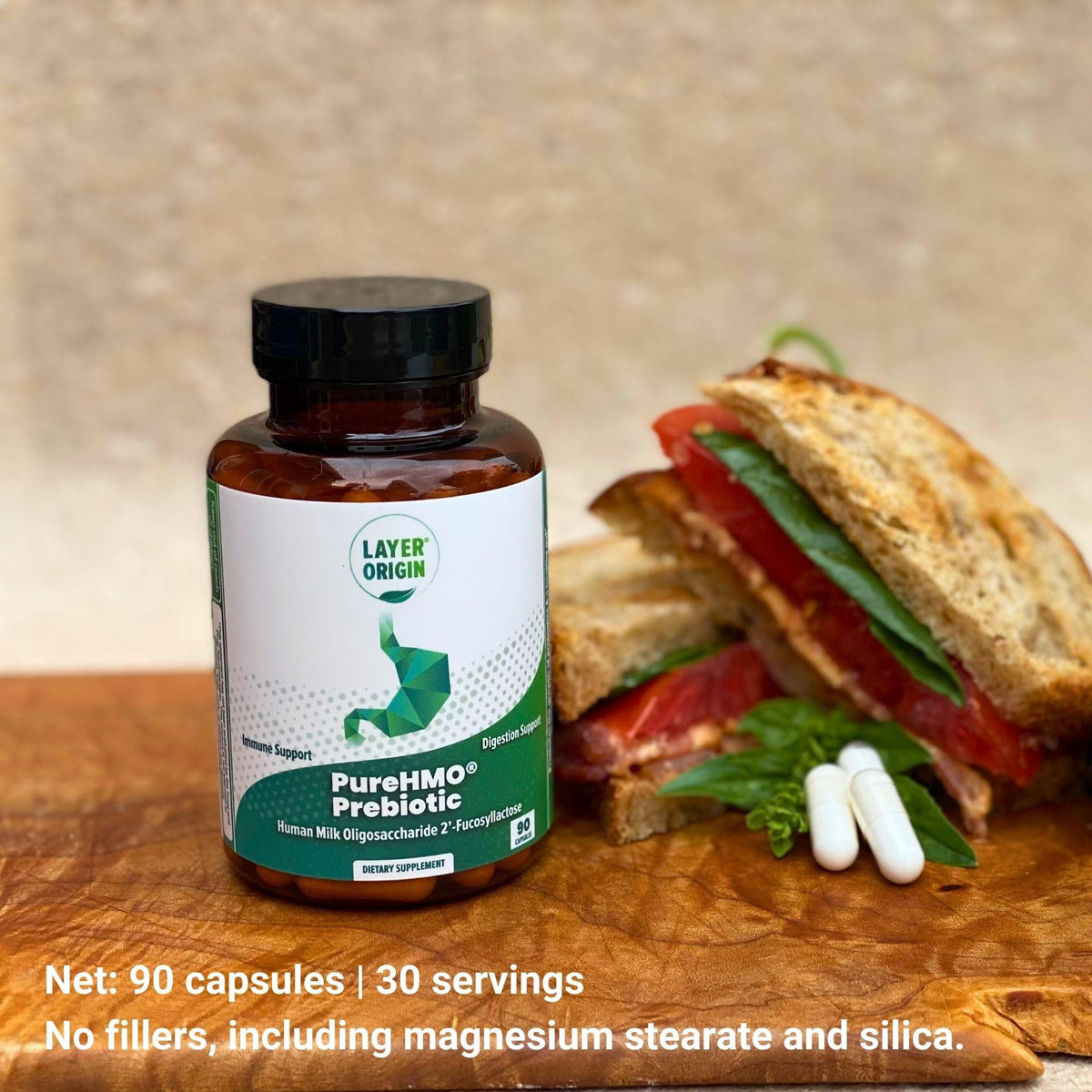 Layer Origin PureHMO Human Milk Oligosaccharide (HMO 2'-FL) Prebiotic Fiber - Feed 180 Billion Probiotics/Serving, 30-Day Supply - FENGGESTORE20