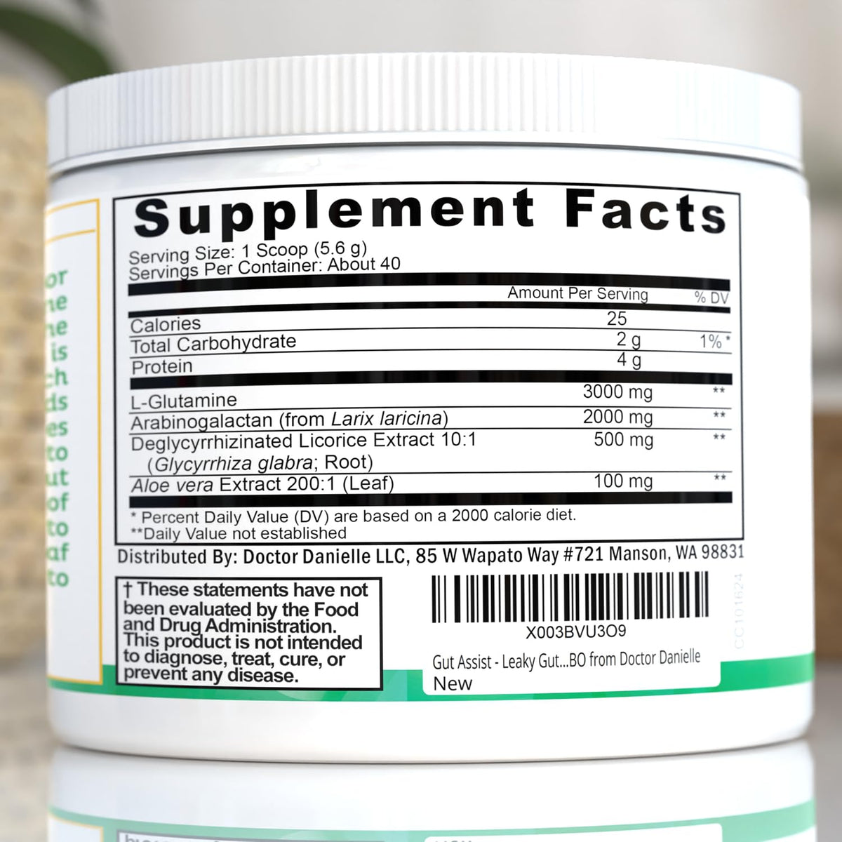 Leaky Gut Support Powder | L-Glutamine Gut Lining Digestive Drink Mix | Gluten-Free Doctor Crafted Botanical Formula | Gut Assist by Dr. Danielle - FENGGESTORE20