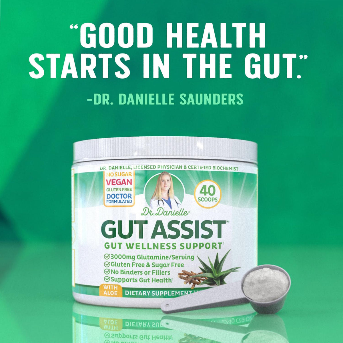 Leaky Gut Support Powder | L-Glutamine Gut Lining Digestive Drink Mix | Gluten-Free Doctor Crafted Botanical Formula | Gut Assist by Dr. Danielle - FENGGESTORE20