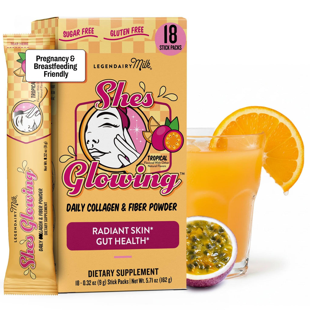 Legendairy Milk She’s Glowing Collagen Peptides Powder with Prebiotic Fiber, Tropical Drink Mix Supplement for Women, - FENGGESTORE20