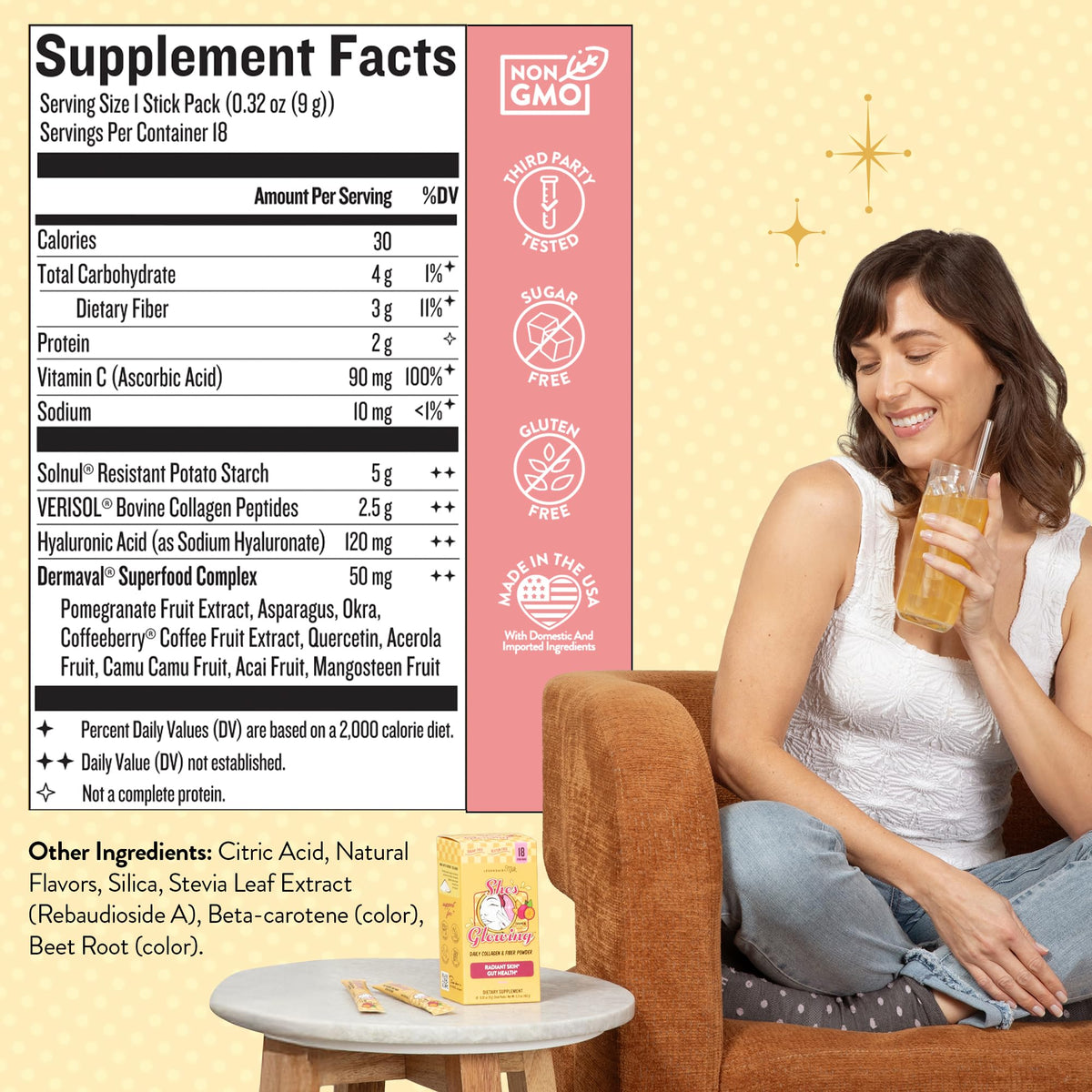 Legendairy Milk She’s Glowing Collagen Peptides Powder with Prebiotic Fiber, Tropical Drink Mix Supplement for Women, - FENGGESTORE20