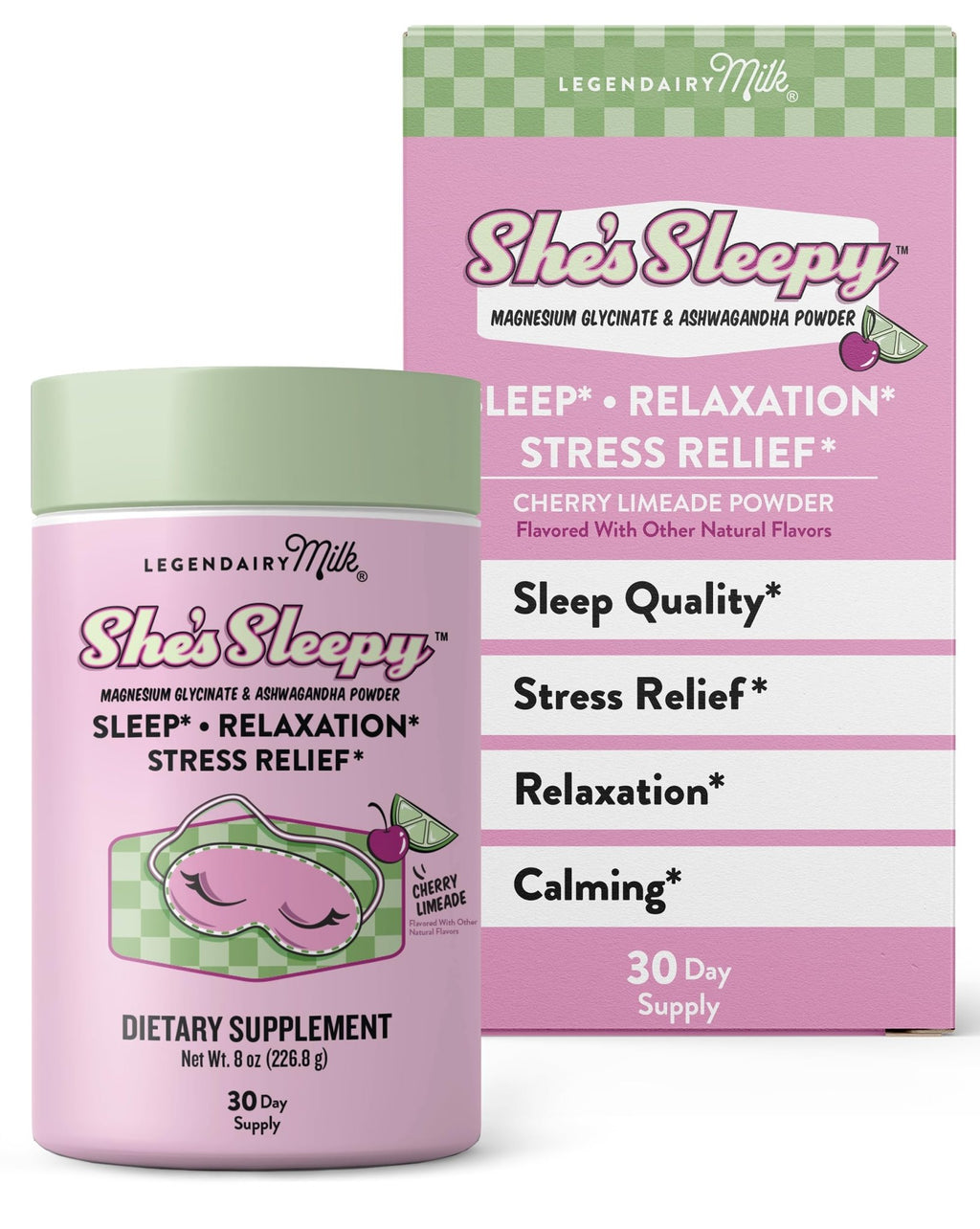 Legendairy Milk She’s Sleepy™ – Cherry Limeade – Nightly Sleep Aid, Sugar Free Drink Mix with Magnesium Glycinate & Ashwagandha - FENGGESTORE20