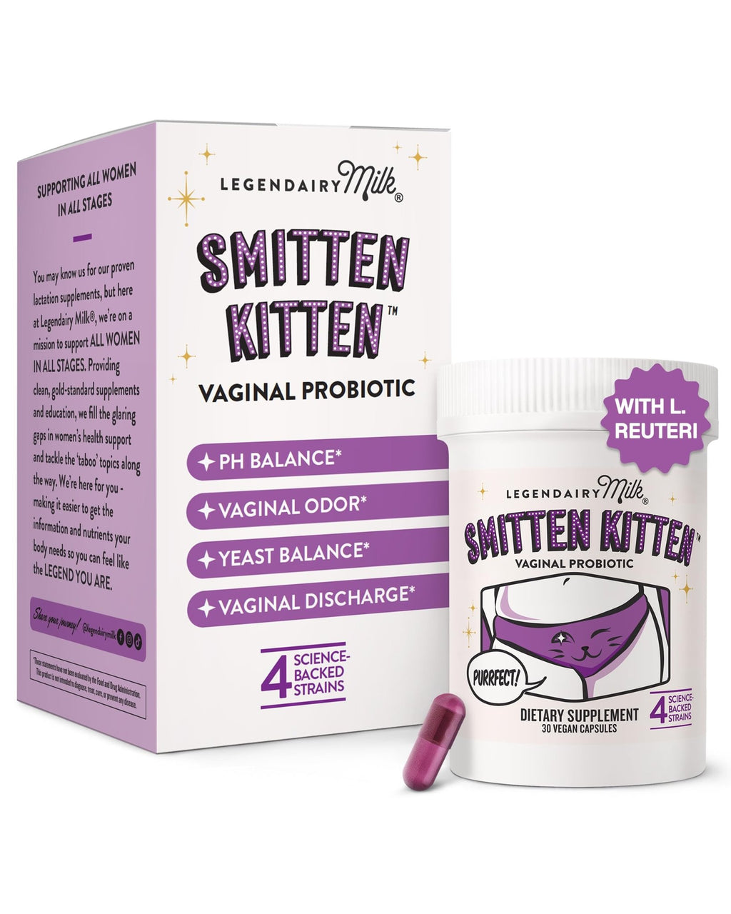 Legendairy Milk Smitten Kitten™ - Vaginal Probiotics for Women - Clinically-Studied Probiotics Lactobacillus Reuteri for Women's Vaginal Health - FENGGESTORE20