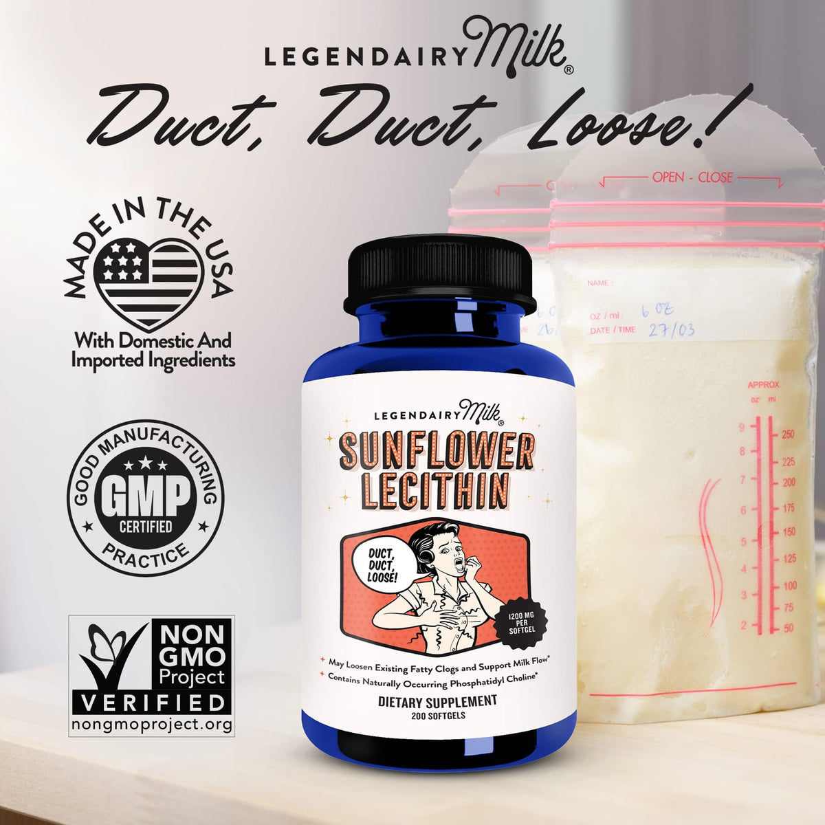 Legendairy Milk Sunflower Lecithin 1200mg, Lactation Support, Sunflower Lecithin Supplement for Clogged Milk Ducts - FENGGESTORE20