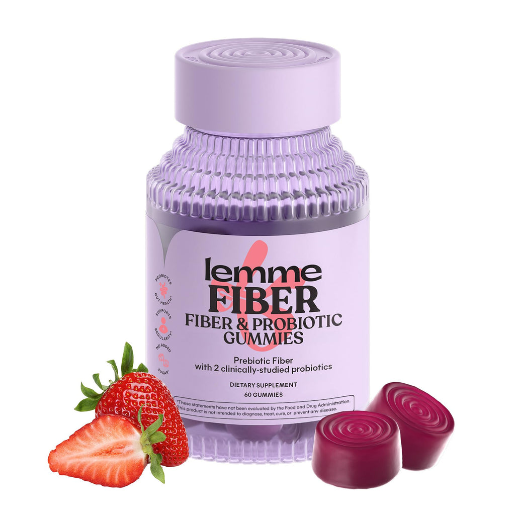 Lemme Fiber & Probiotic Gummies for Adults, Promotes Regularity & Digestive Health, No Sugar Added Strawberry Flavor, 4g Prebiotic Fiber & Clinically - FENGGESTORE20