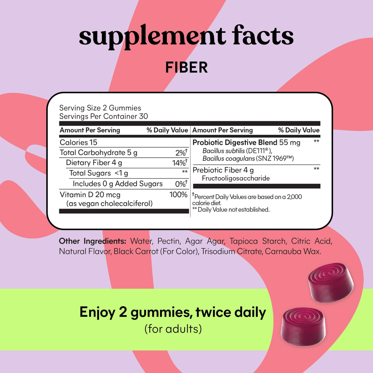 Lemme Fiber & Probiotic Gummies for Adults, Promotes Regularity & Digestive Health, No Sugar Added Strawberry Flavor, 4g Prebiotic Fiber & Clinically - FENGGESTORE20