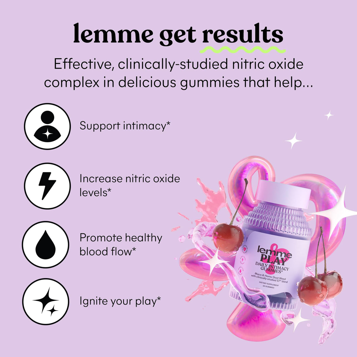 Lemme Play Daily Intimacy Gummies for Women and Men w/Clinically-Studied S7 Nitric Oxide Complex for Healthy Blood Flow - FENGGESTORE20