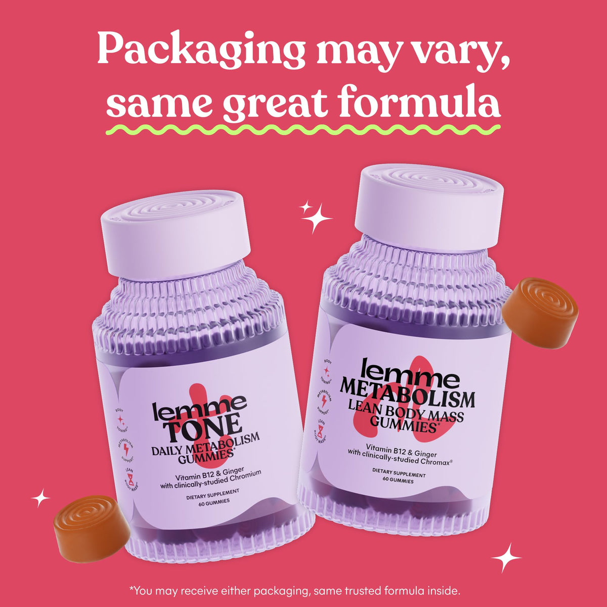 Lemme Tone Metabolism Gummies, Apple Cider Vinegar, Clinically Studied Chromium, B12, Ginger Root Extract, Promote Lean Body Mass - FENGGESTORE20
