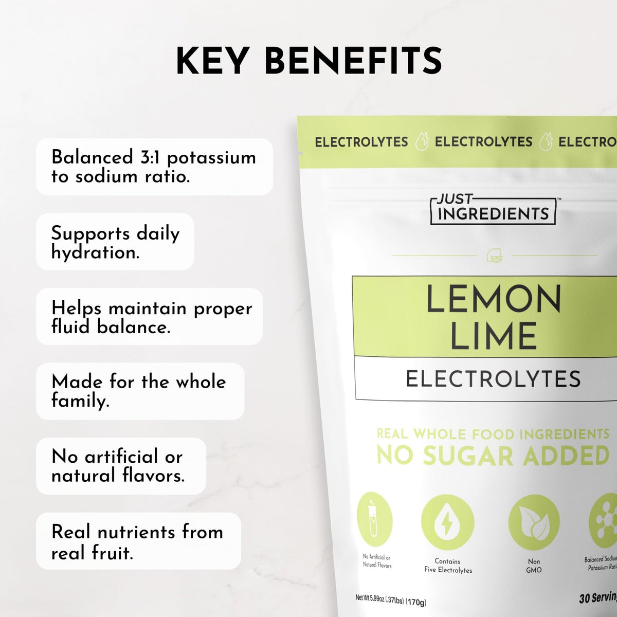 Lemon Lime Electrolytes – 30‑Serving Hydration Drink Mix with Coconut Water, Sea Salt, and Trace Minerals – Supports Energy, Recovery, and Electrolyte Balance* - FENGGESTORE20