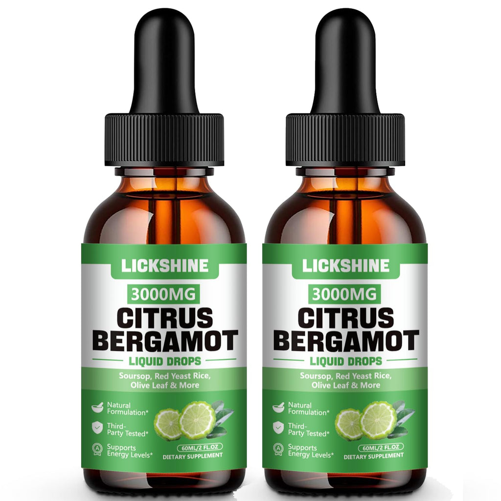 lickshine 2 Pack 3000mg Citrus Bergamot Liquid Drops - High Absorption - Cholesterol Lowering Supplement for Immune Support Anti-Aging, - FENGGESTORE20