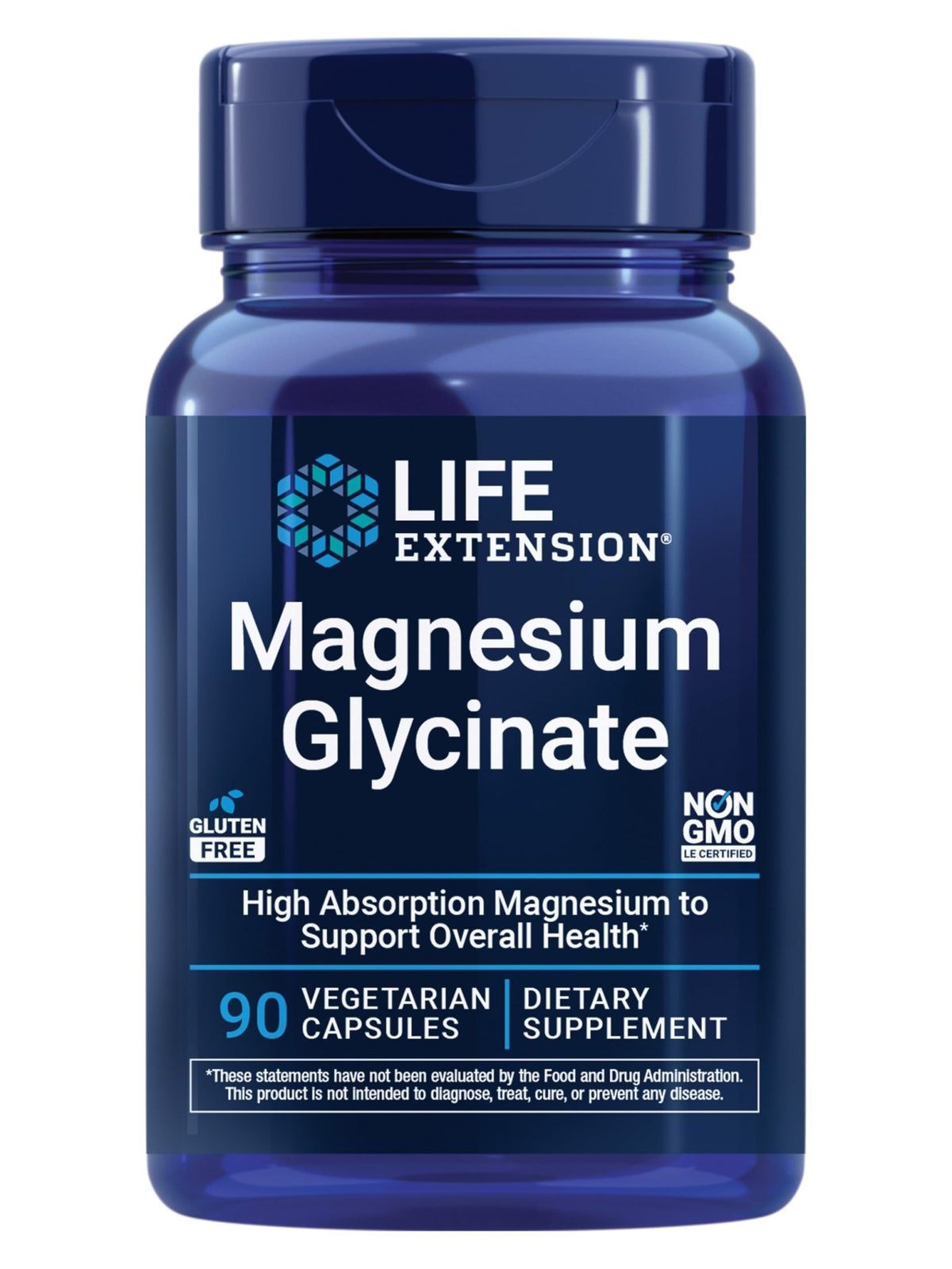 Life Extension Magnesium Glycinate, Heart Health, Bone Health, Nerve and Muscle Support, Highly absorbable, Gluten-Free, Non-GMO, Vegetarian, 90 Capsules - FENGGESTORE20