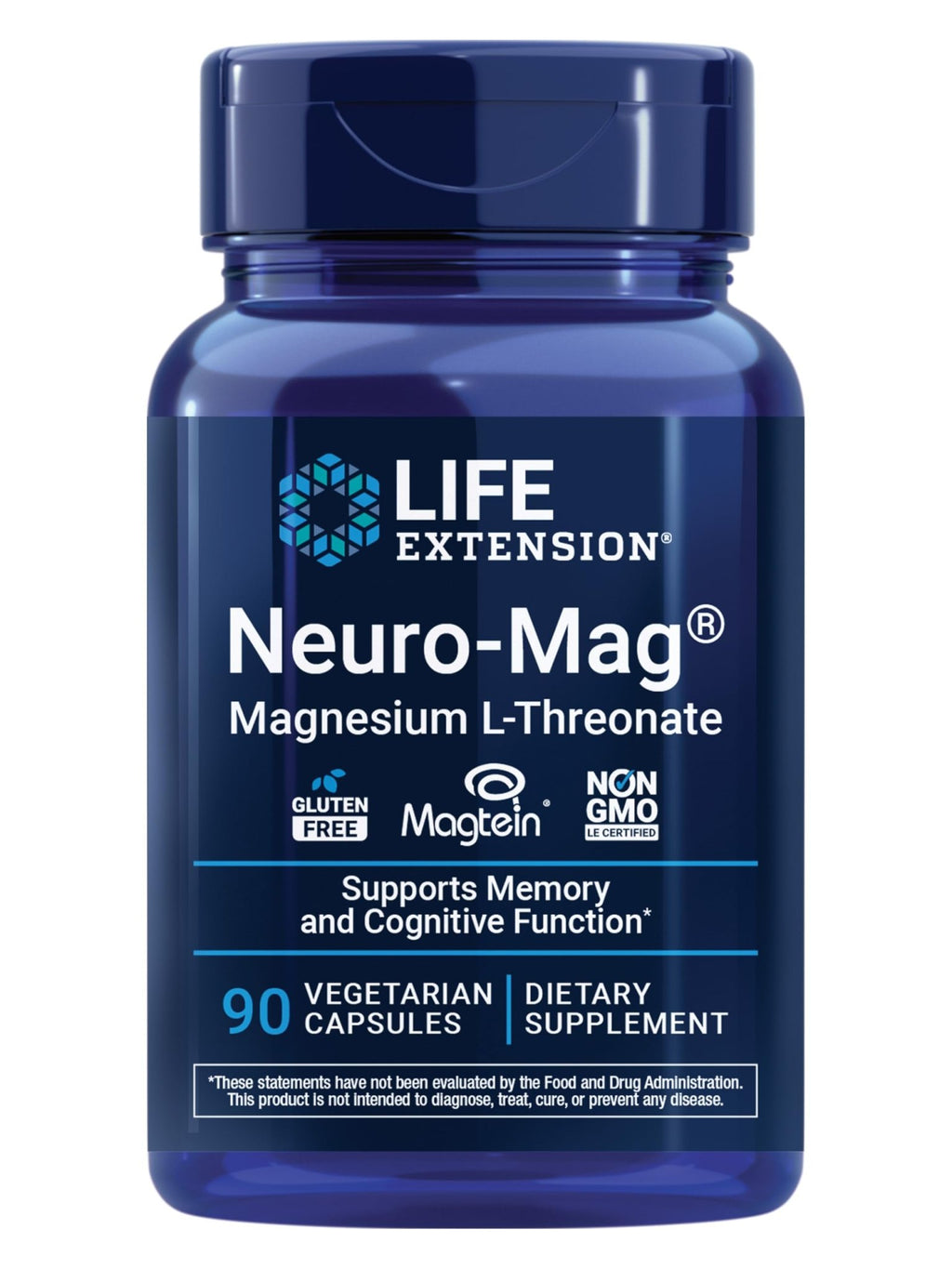 Life Extension Neuro-Mag Magnesium L-Threonate, Memory Health, Quick Thinking, Cognitive Health Support, Vegetarian, Non-GMO, 90 Vegetarian Capsules (144 mg from 2000 mg Magtein magnesium L-threonate - FENGGESTORE20