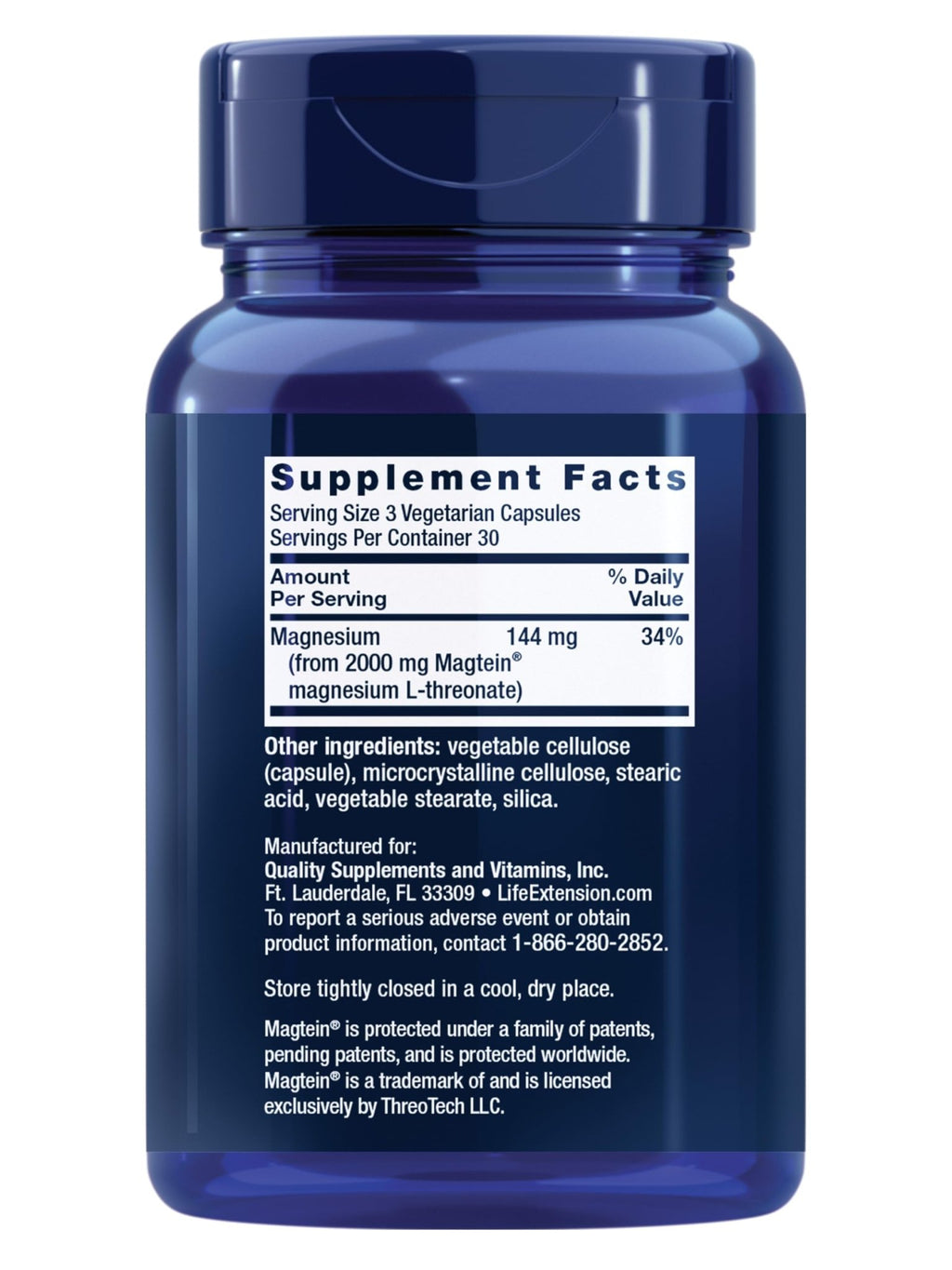 Life Extension Neuro-Mag Magnesium L-Threonate, Memory Health, Quick Thinking, Cognitive Health Support, Vegetarian, Non-GMO, 90 Vegetarian Capsules (144 mg from 2000 mg Magtein magnesium L-threonate - FENGGESTORE20