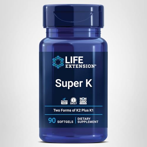 Life Extension Super K, Vitamin K Supplement, 2000 Mcg Vitamin K and 1180 Mcg Vitamin K2, Heart Health, Once-Daily, 90 Softgels - FENGGESTORE20