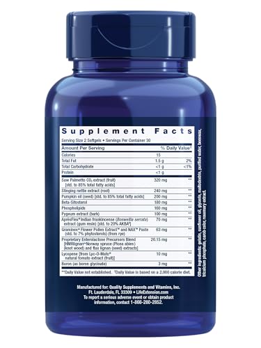 Life Extension Ultra Prostate Formula, Saw Palmetto for Men, pygeum, stinging Nettle Root, lycopene, Prostate Health, Urination Flow - FENGGESTORE20
