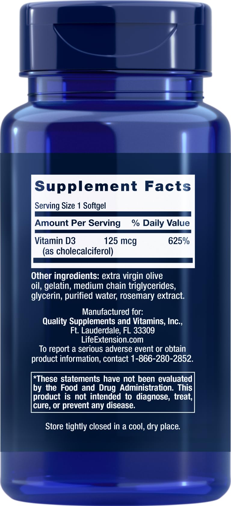 Life Extension Vitamin D3 5000 IU, 120 Softgels, 125mcg - FENGGESTORE20