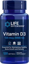Life Extension Vitamin D3 5000 IU, 120 Softgels, 125mcg - FENGGESTORE20