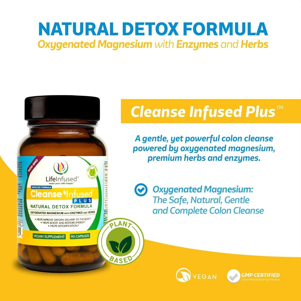 Life Infused Cleanse Infused Plus Digestive Support Supplement – Oxygenated Magnesium with Enzymes & Herbs, Supports Digestive - FENGGESTORE20