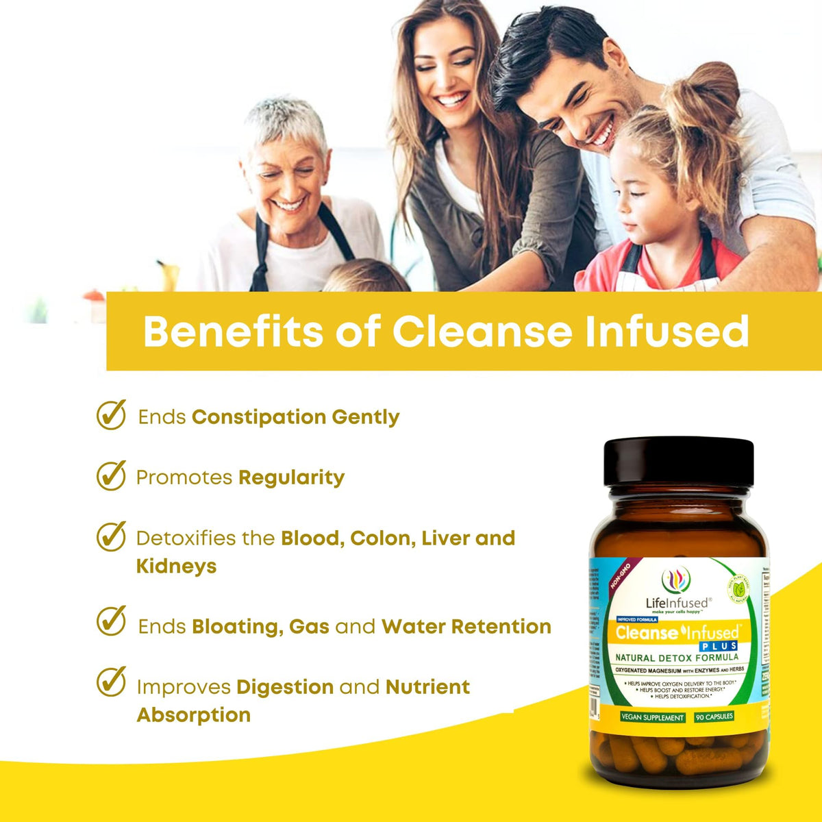 Life Infused Cleanse Infused Plus Digestive Support Supplement – Oxygenated Magnesium with Enzymes & Herbs, Supports Digestive - FENGGESTORE20