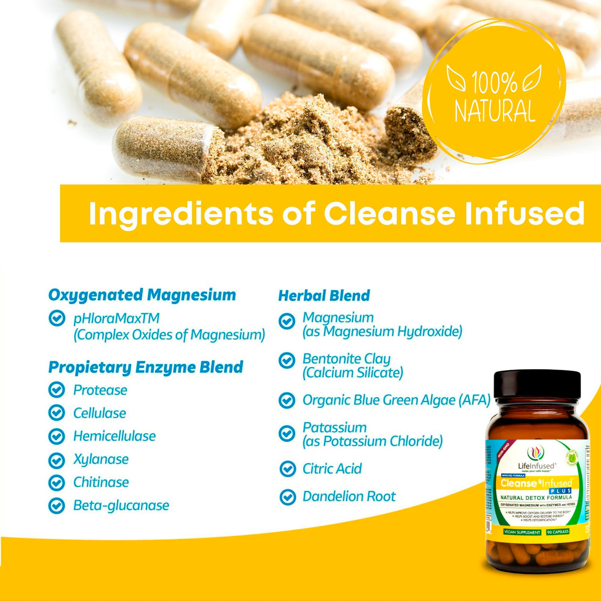 Life Infused Cleanse Infused Plus Digestive Support Supplement – Oxygenated Magnesium with Enzymes & Herbs, Supports Digestive - FENGGESTORE20